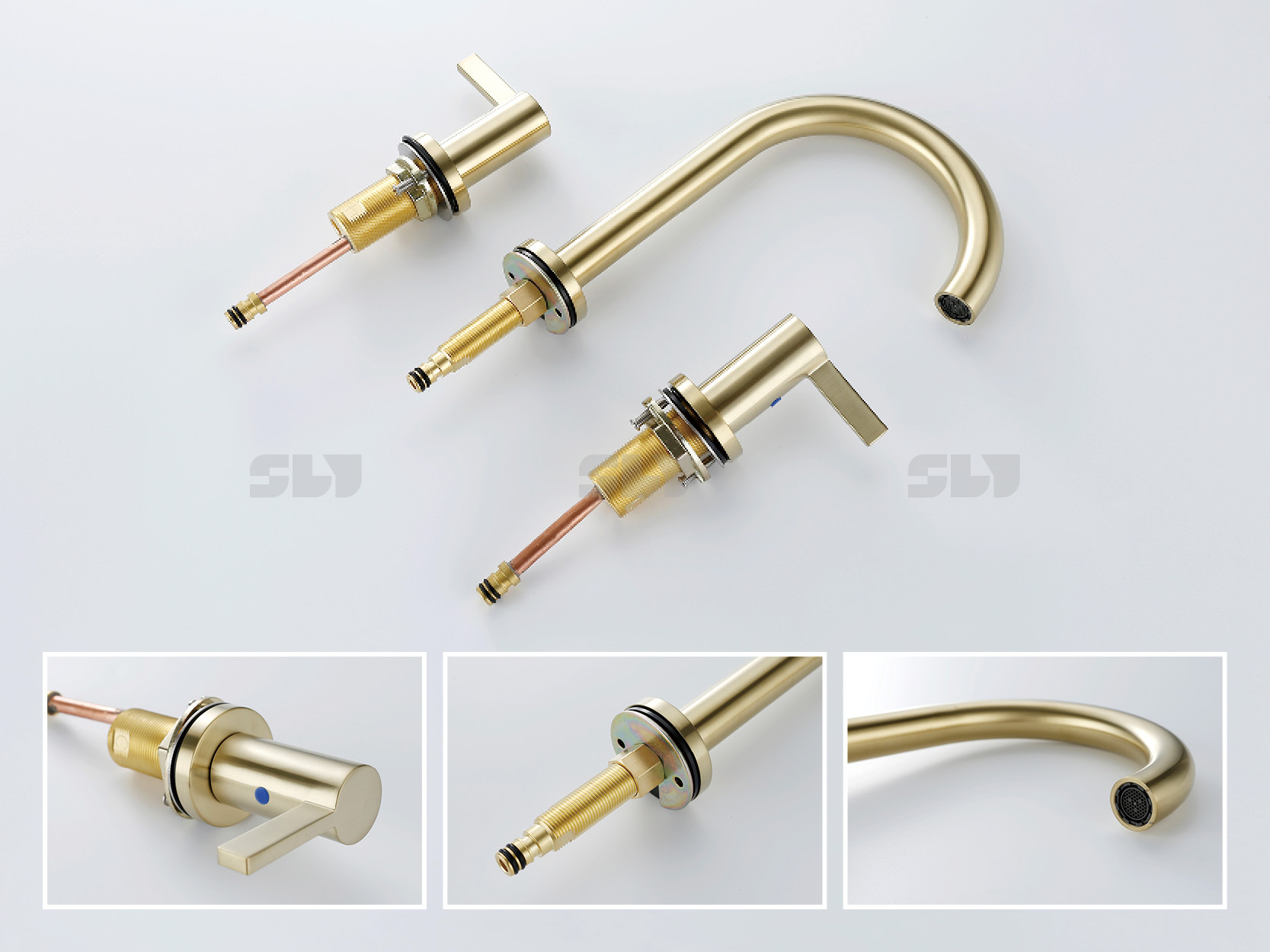 High Quality 304 Stainless Steel 3 Holes Double Handle Bathroom Faucet ...