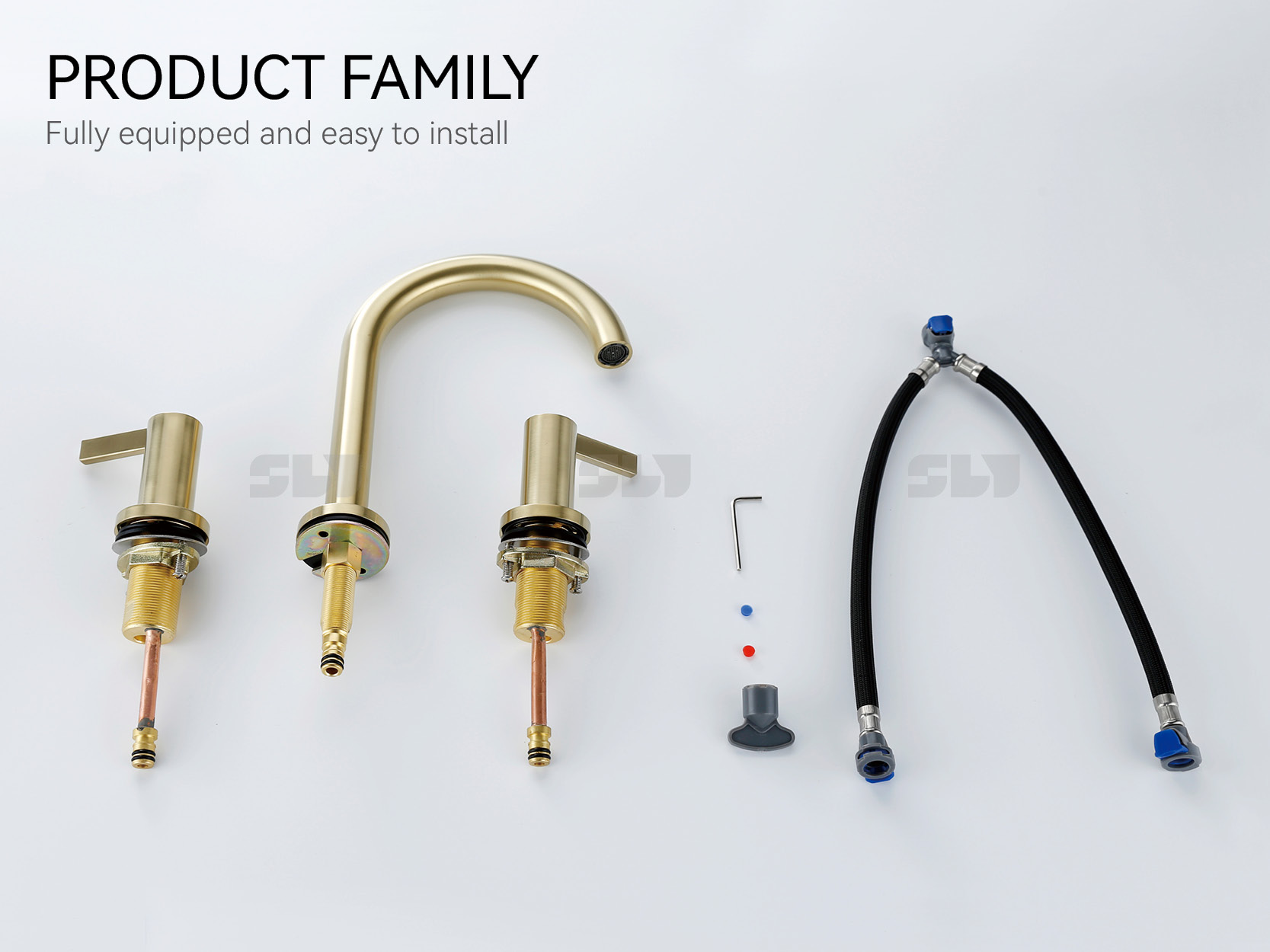 High Quality 304 Stainless Steel 3 Holes Double Handle Bathroom Faucet ...