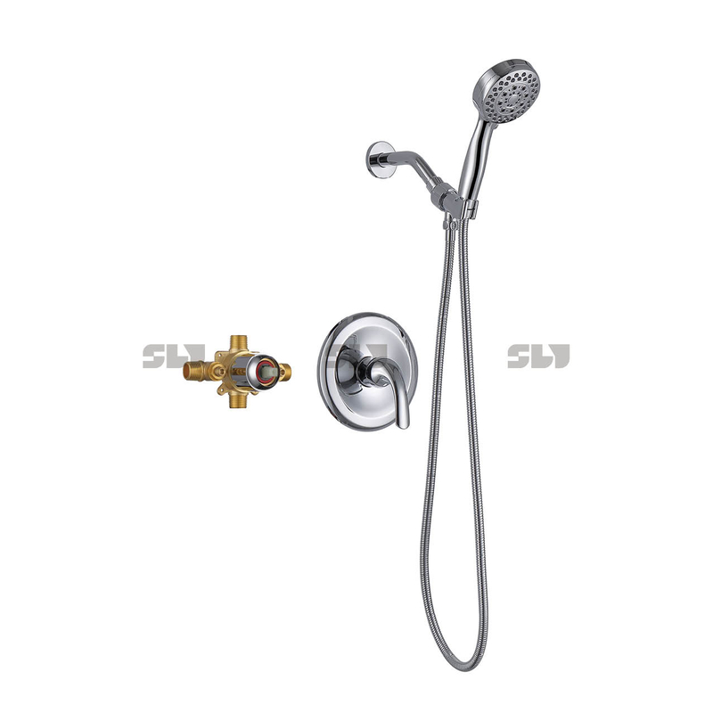 SLY Brushed Nickel Shower Head Combo Brass Shower Combo Set Bathroom