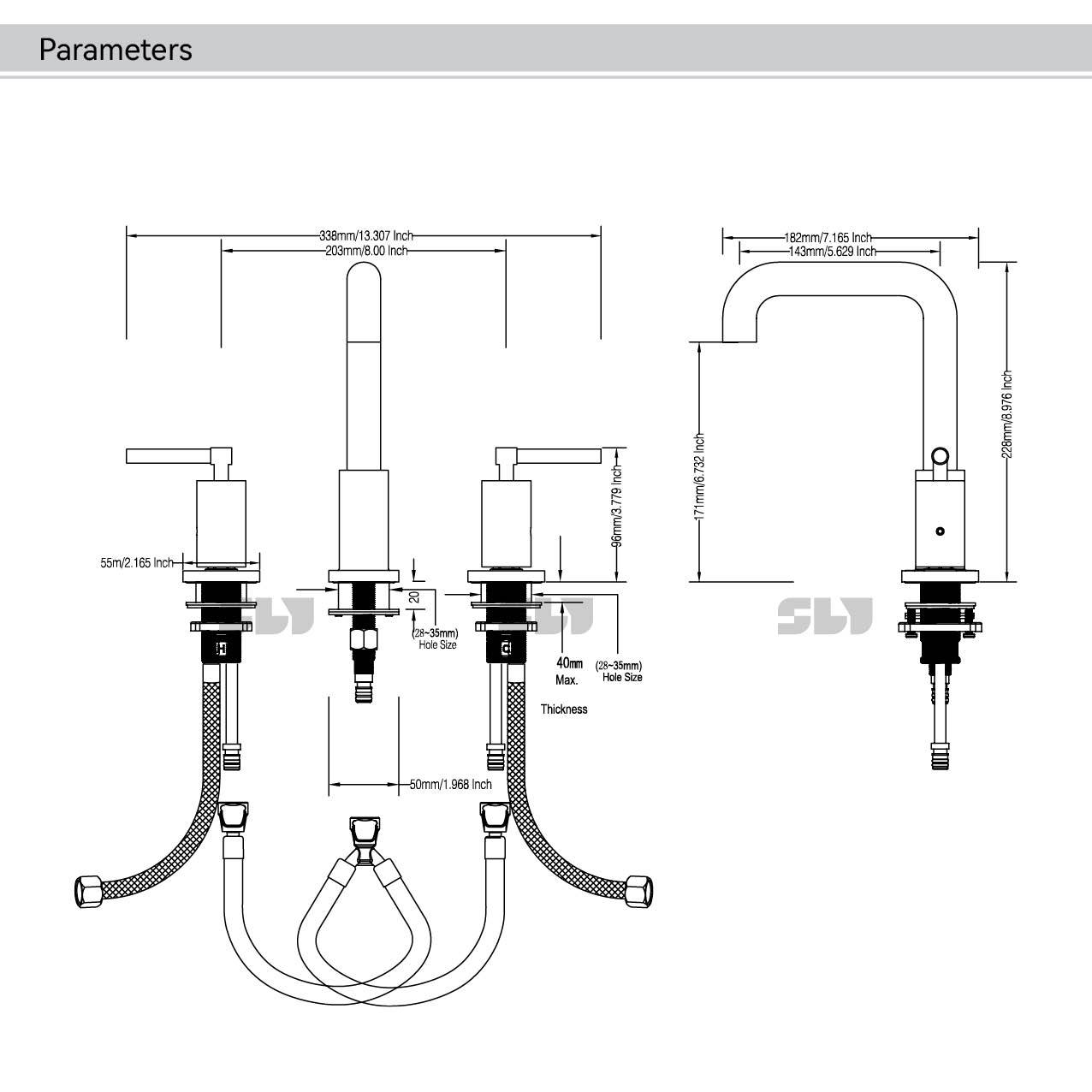 SLY Hot Sale Basin Faucet Waterfall Deck Mounted Mixer Hot Cold Brass