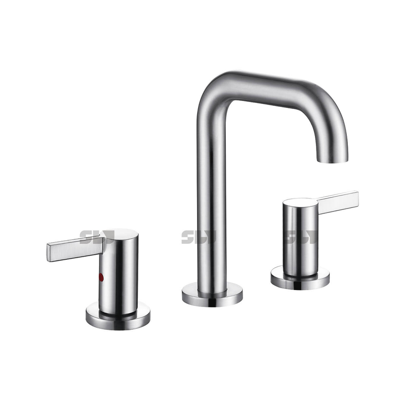 thumbnail image 2 of Senlesen Modern Waterfall Bathroom Faucet – Widespread 8-Inch Deck Mount, Single Lever (Chrome/Nickel/Black Options) 2 of 5