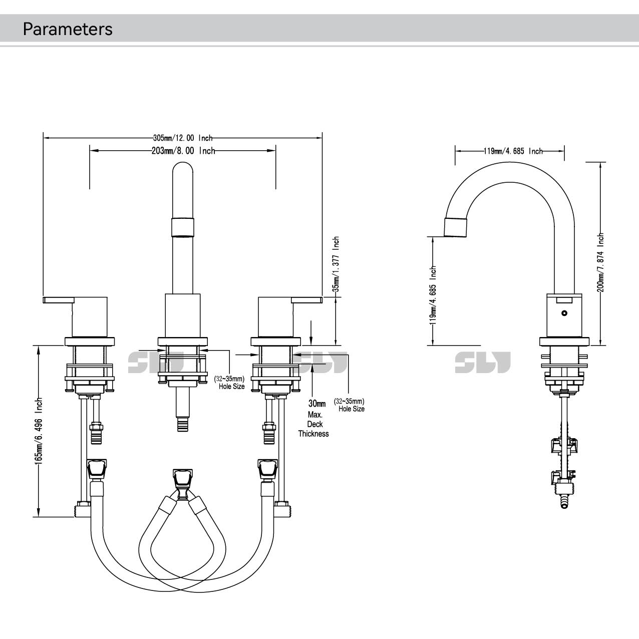 SLY CUPC Double Handle Faucet Basin Widespread Face Basin Faucet Buy